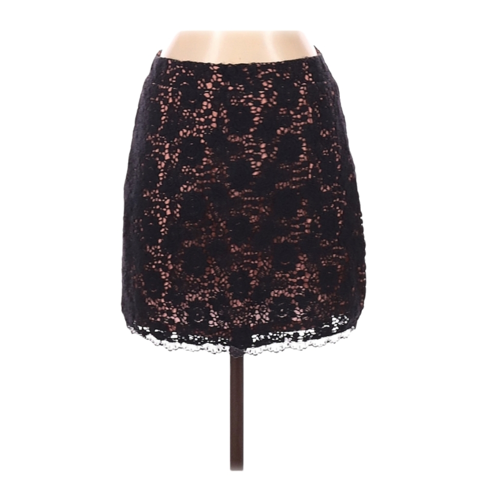 Kimchi Blue Skirt Size 4 Sexy Black Lace Over Tan Bottom‎ Layer Exposed Zipper